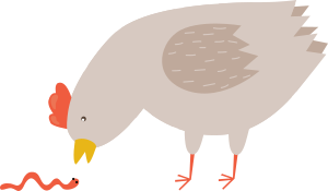 Henne mit Wurm